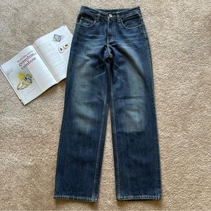 High Rise Blue Boyfriend Straight Jeans SZ: 27